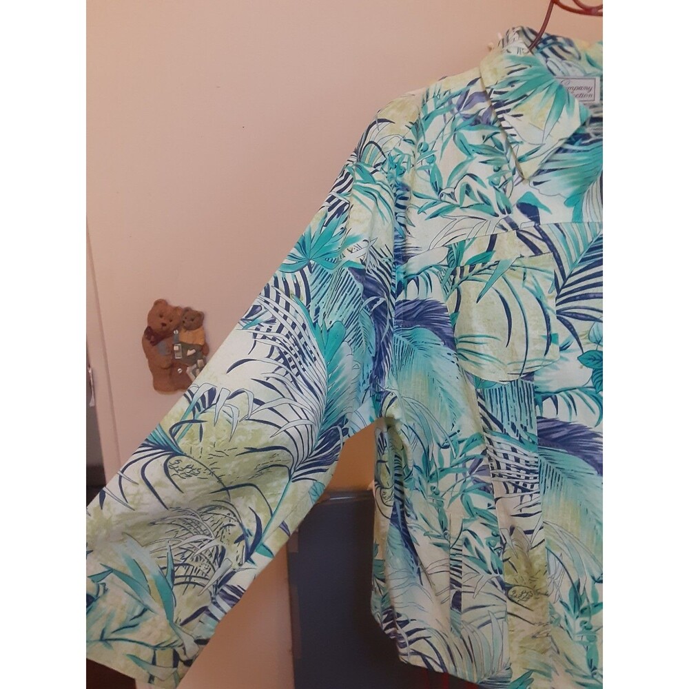 Vintage 90s Company Collection Tropical floral pant set resort wear blue green - Picture 7 of 16